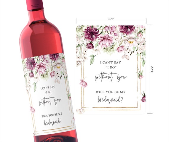 Bridesmaid Gift, Maid of Honor Proposal Wine Label, Will You Be My Photographer Personal attendant, Bridal Shower Bachelorette Sticker W081