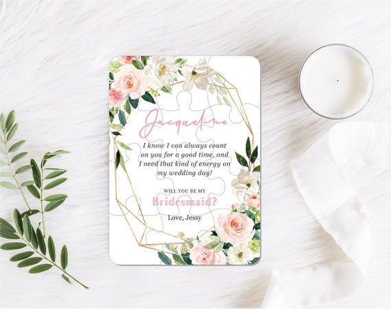 Bridesmaid Proposal Puzzle Card, Will You Be My Flower Girl Maid of Honor Mom Gift Box Ideas, Personalized Bridal Shower Wedding Favor Z227