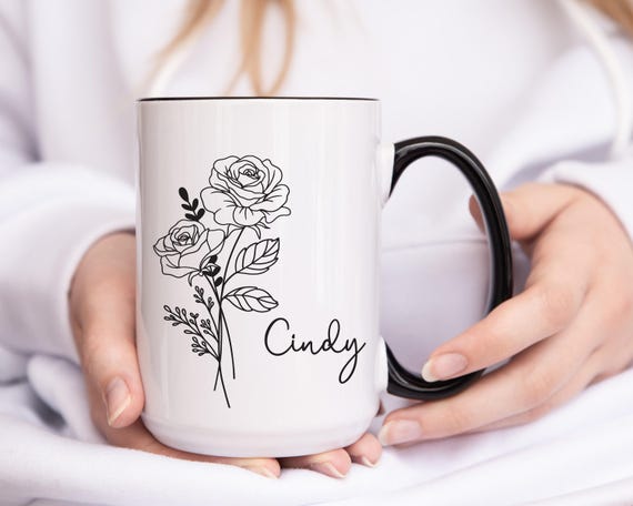 Personalized Bridesmaid Proposal Gift. Frosted Glass Mug, Bridal Party Cup, Coffee Lover, Maid of Honor, Wedding Favor, Birth Flower M02