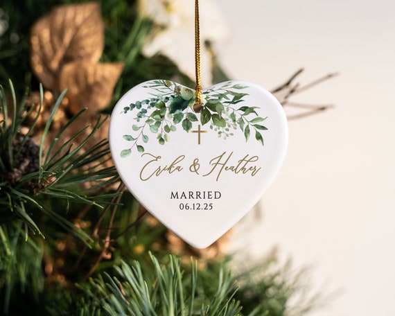 Personalized Engaged Married Ornament, Christening Baptism Favor, Christian Wedding Gift, Religious Keepsake, Bridesmaid Baby Shower T011