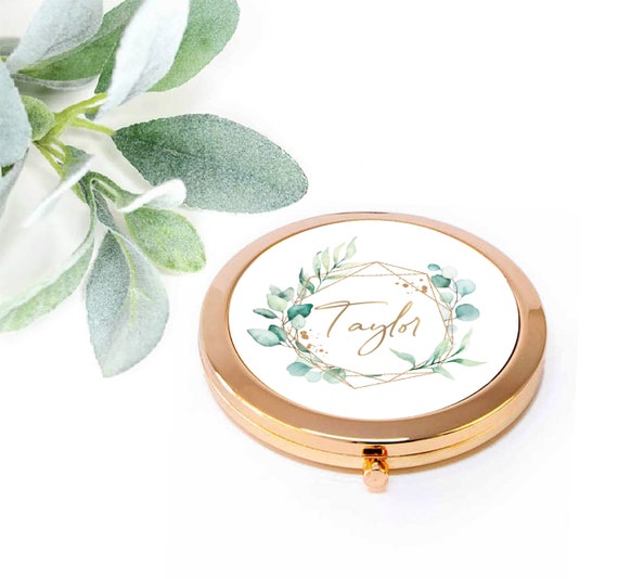 Bridesmaid Proposal Gift Mirror, Will You Be My Maid of Honor, Bridal Party, Gift Box Idea, Eucalyptus Green Wedding, Pocket Mirror M126