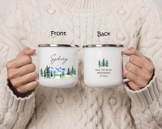 Bridesmaid Proposal Gift, Camping Mug Cup, Wedding Favor, Bride tribe, Maid of honor Matron of honor Friend Wedding Thank you Favor H049