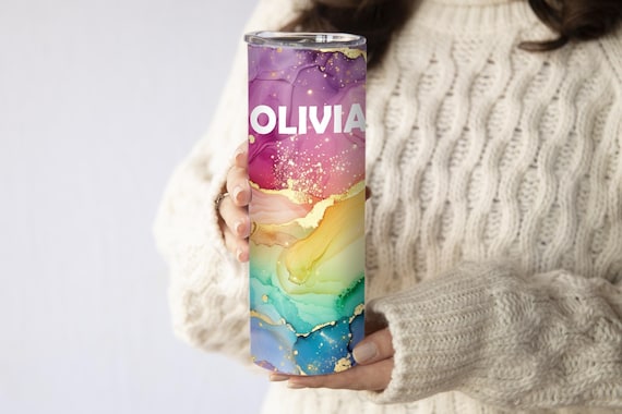 Rainbow Tumbler with Name- Personalized gift for Birthday, Graduation, Mom, Teacher, Housewarming, Encouragement, Christmas 20oz T258