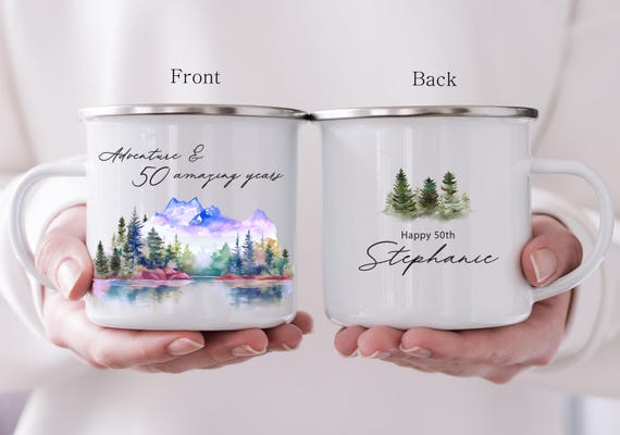 Adventure & Amazing years, Personalized Birthday Camping Mug, Long Distance Friend, Mother’s Day Gift, Any Birthday Party Guest Favor H173
