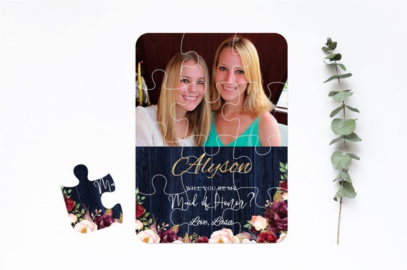 Bridesmaid Proposal Puzzle Card, Will You Be My Flower Girl Maid of Honor Mom Gift Box Ideas, Personalized Photo Puzzle Ask Bridesmaid Z013