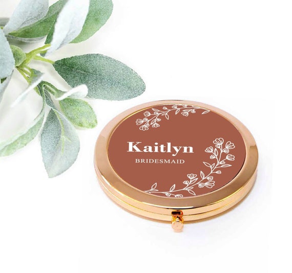 Bridesmaid Gift Compact Mirror, Will you be my Maid of Honor Bridal Proposal, Pampas Terracotta Bohemian Desert Wedding Guest Gift M170