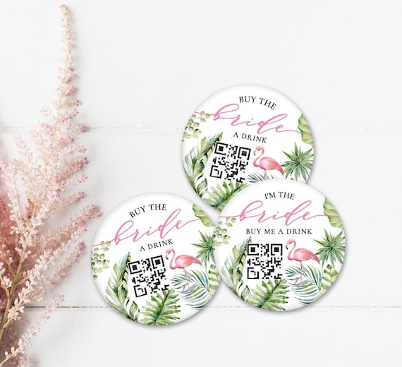 Final Flamingle Venmo QR Code Button Pin, Bride’s Flock Wedding, Beach Tribe Gift, Flamingo Tropical Bachelorette, Magnet Opener 2.25" E18