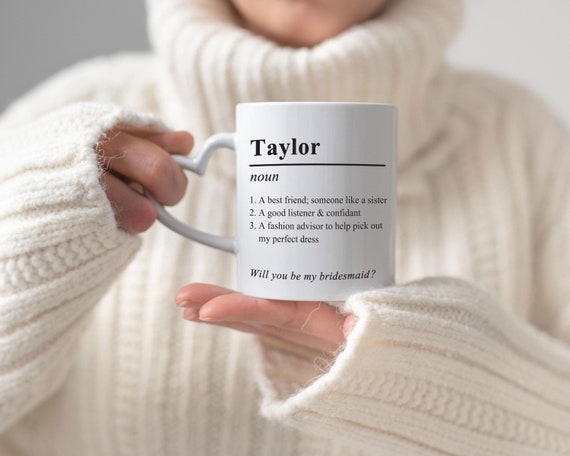 Definition Dictionary Bridesmaid Proposal Mug, Personalized Wedding Favor, Coffee Lover, Thank you Gift, Bridal Party Mug G508
