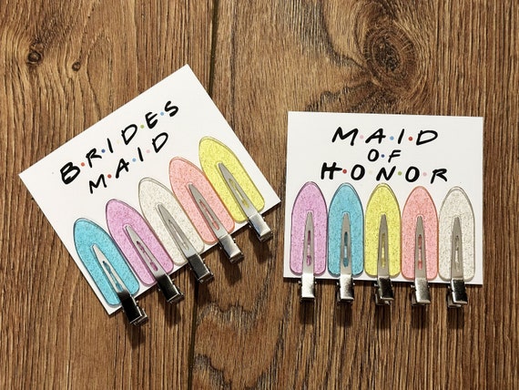 Acrylic Hair Pin, Hair Clip, Cute Bridesmaid Gift, Proposal Box Accessories, Transparent Gold Glitter Resin