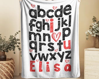 Personalized Name Blanket with Hidden “I Love You”, Custom Cozy Throw for mom, Friend