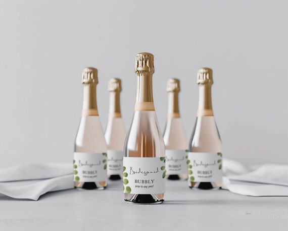 Ask Bridesmaid Proposal Gift, Funny Waterproof Mini Champagne Label, Bridal Shower, Bachelorette Favor S016