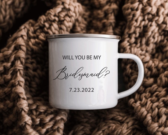 Bridesmaid Camping Mug Cup, Wedding Favor, Bride tribe Gift, Bridal Shower, Maid Of Honor Proposal, Bachelorette Party, Gift Box Idea H005