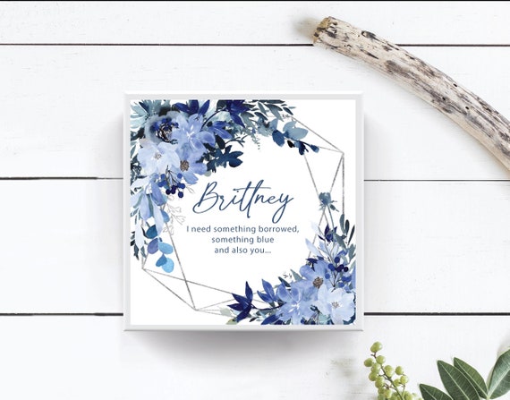 Something Blue Bridesmaid Gift Box, Bridal Party, Blue & Silver Wedding, Birthday Maid of Honor Friend Mom, Empty Gift Box B234