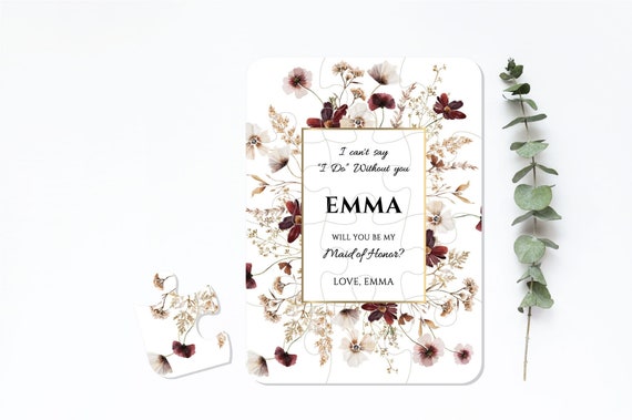 Wildflower Bridesmaid Proposal Puzzle Card, Will You Be My Flower Girl Maid of Honor, Bridal Party Gift Box Idea, Wedding Favor Z051