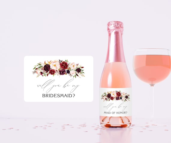 Will you be my bridesmaid mini wine champagne label, Bridesmaid Maid of Honor, Proposal Gift Favor Box Idea, Bridal Shower Bachelorette S015