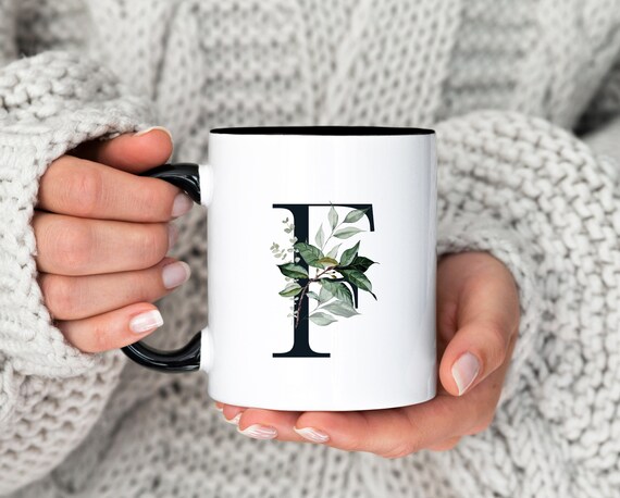 Personalized Alphabet Mug, Custom Initial & Name Mug, Monogram Eucalyptus Mug, Gift for Mom, Daughter, Friends, Birthday, Mother's Day G517