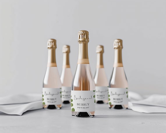 Bridesmaid Gift, Mini Champagne Bottle Label, Bachelorette Party Favor, Bride Tribe Proposal Gift Bridal Shower, Label Only W16