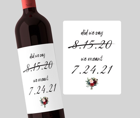 Wedding Change Date Wine Label, Postponed Wedding Gift, Covid Bride Social Distancing, Wedding Planning, Funny Bride Gift, 2020 Sucks W036