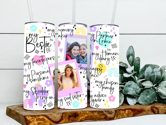 Bestie Gift, Personalized Friendship Photo Tumbler, Bridesmaid Proposal Box Idea, Long Distance Birthday Gift, Bachelorette Party Favor T262