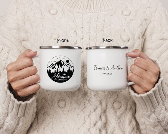 Personalized Wedding Gift, Camping Mug, Bride tribe, Bridal Shower, Baby Shower, Graduate, Bachelorette Party, Mountain Wedding H100