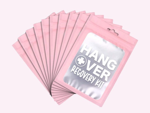 Bachelorette Party Favor, Pink Hangover Recovery Kit, Bridesmaid Gift, Stayin Alive, Bride tribe, Girls Night Out Overnight Bags, Pink Pouch