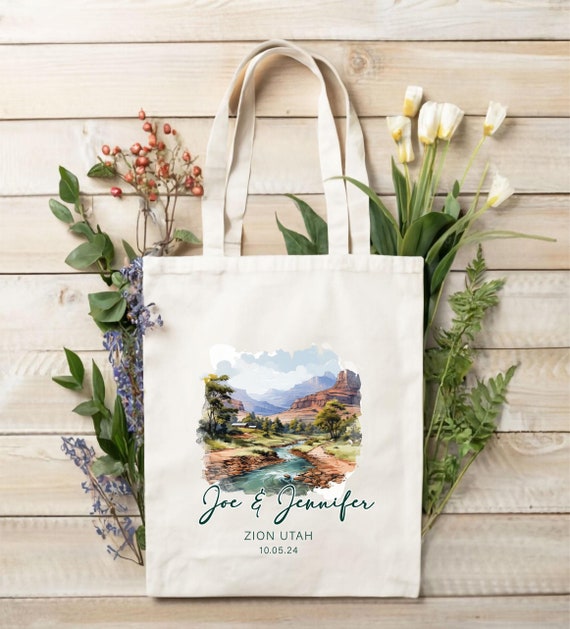 National Park Wedding Welcome Gift, Canvas Tote Bag, Bridesmaid Proposal, Bachelorette, Travel, Bridal Shower Favor, Couple Engagement T04