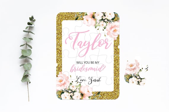 Bridesmaid Proposal Puzzle Card, Will You Be My Flower Girl Maid of Honor Mom Gift Box Ideas, Personalized Bridal Shower Wedding Favor Z008