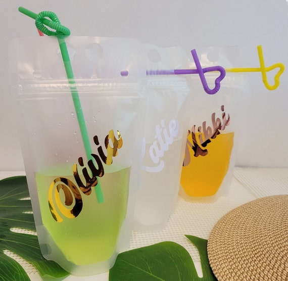Bachelorette Wedding Birthday Engagement Drink Pouches, Personalized Reusable Booze Bag, Pool Beach Party Favors, Bridesmaid Gift Ideas F1
