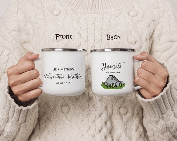 National park Wedding Engagement Anniversary Bridal Shower Gift, Personalized Camping Mug, Funny Couple Gift, Mountain Wedding Favor H017