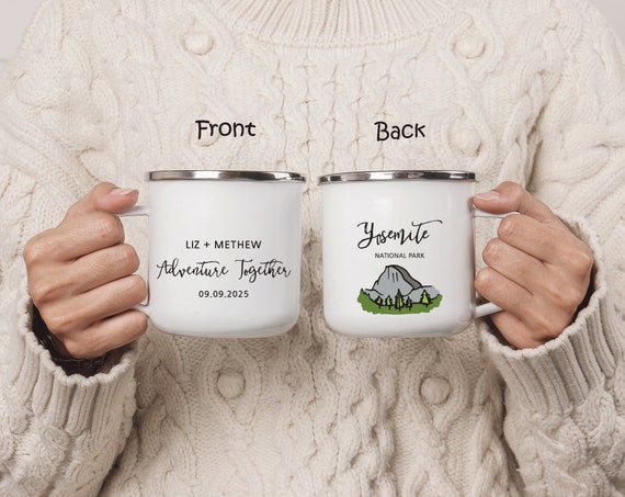 National park Wedding Engagement Anniversary Bridal Shower Gift, Personalized Camping Mug, Funny Couple Gift, Mountain Wedding Favor H017