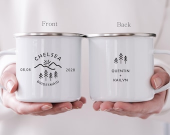 Personalized Camping Mug, Mountain Bridesmaid Proposal Gift, Maid of Honor, Bachelorette Favor