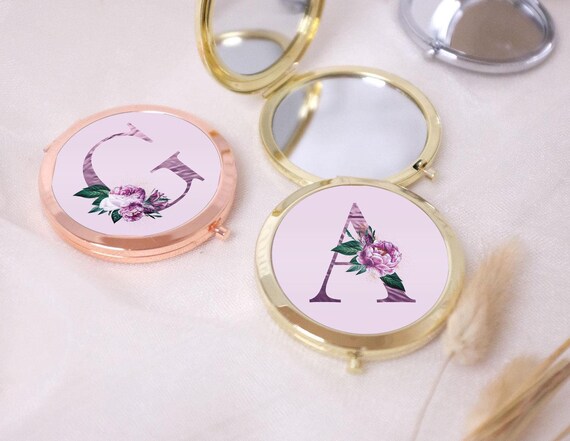 Purple Lavender Bridesmaid Gift, Personalized Pocket Mirror, Bridal Party, Bachelorette, Wedding Favor, Birthday Best Friend Mom Boss M229