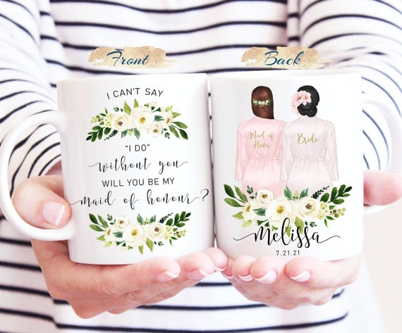 Personalized Bridesmaid Proposal Mug, Will you be my Bridesmaid Gift, Maid of honor Matron of honor Flower girl Wedding Favor Gift Cup G002