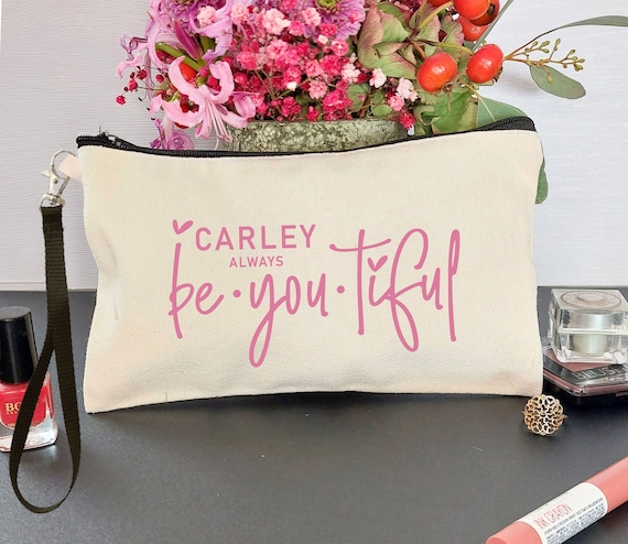 Personalized Makeup Bag with Name, Bridesmaid Gift, Mom Teacher Best Friend Birthday, Bachelorette Party Favor, Cosmetic Bag P301