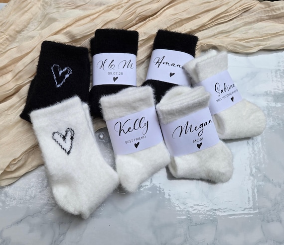 Cozy Fuzzy Socks, Bridesmaid Proposal Gift Box Ideas, Bridal Shower, Bachelorette, Baptism, Birthday Favor, Wedding Dance Floor Sock