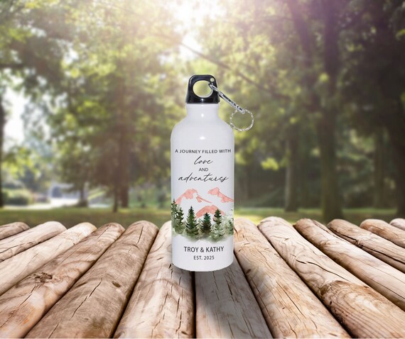 Wedding Guest Favor Keepsake, Personalized Camping Sports Water Bottle, Couple Engagement Anniversary Gift, Bachelorette Trip W02