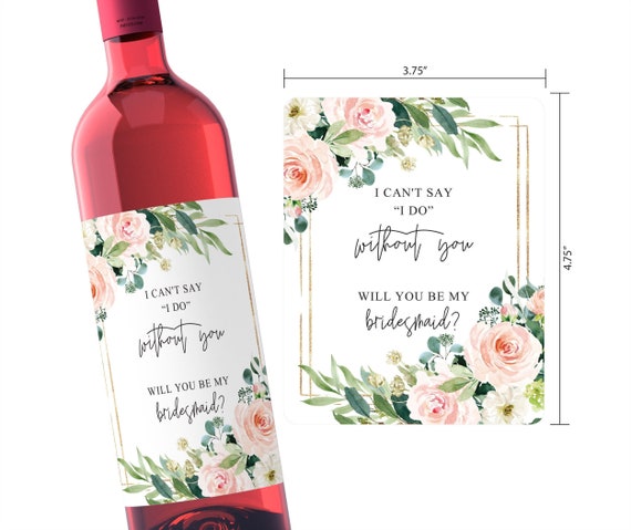 Bridesmaid Wine Champagne Label, Maid of Honor Photographer Personal attendant Proposal Gift, Bridal Shower Bachelorette W077