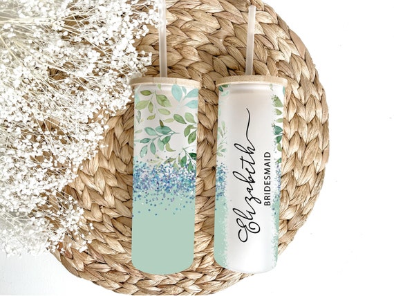 Lime Cream Frosted Glass Tumbler, Bachelorette, Birthday, Best Friend, Bridesmaid Proposal Gift, Wedding Favor, Mint Green Bridal Shower H49