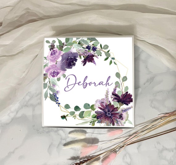 Purple Lavender Bridesmaid Proposal Gift Box, Custom Name & Text, Maid of Honor Wedding Birthday Bridal Shower, Empty Gift Box B237