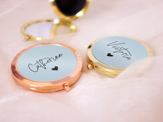 Cute Bridesmaid Gifts Personalized mirror Compacts Pocket Mirror, Bridesmaid, for Women, Maid of Honor Proposal, Wedding favor M102