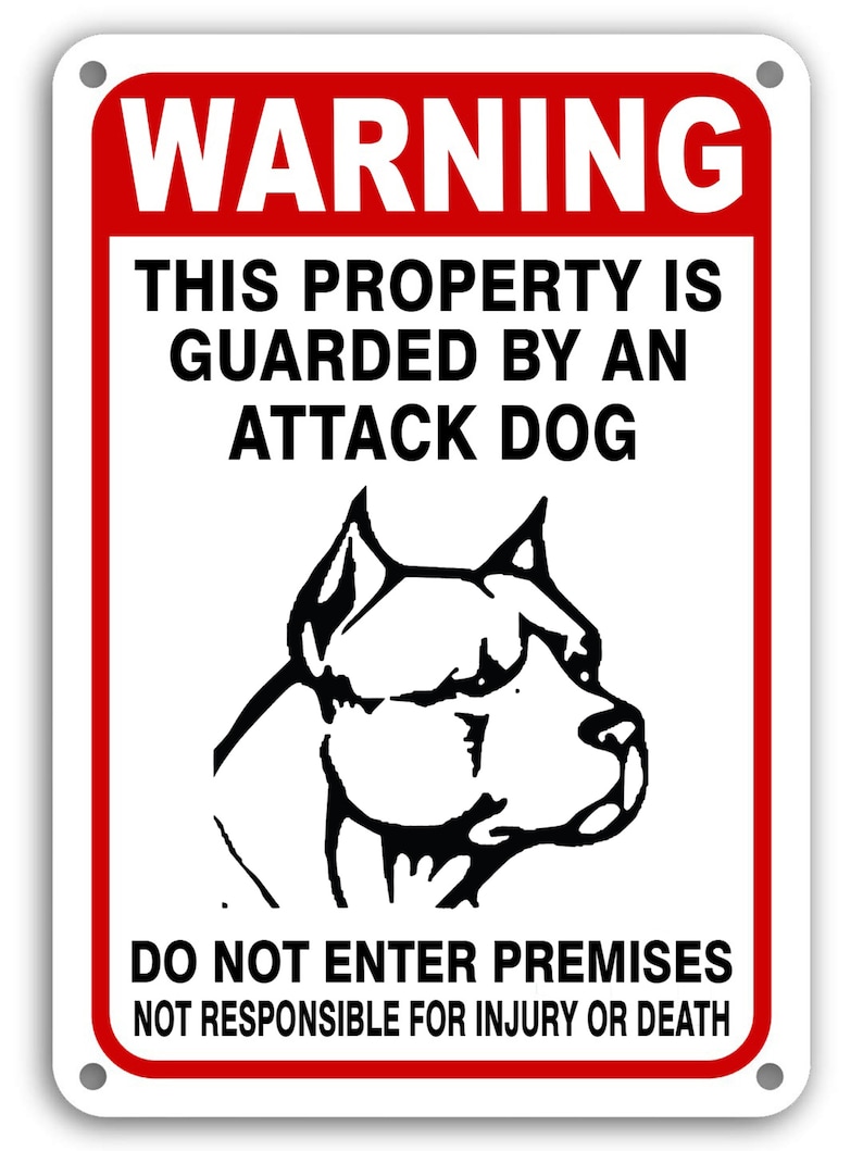 Beware of Dog Sign Attack Dog on Duty Warning Pet Dogs Signs Etsy