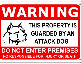 Guard Dog on Duty HORIZONTAL Sign Beware of Dog Sign Dogs Will Bite Warning pet  signs security Rust Free Waterproof UV Protective 11"x7"