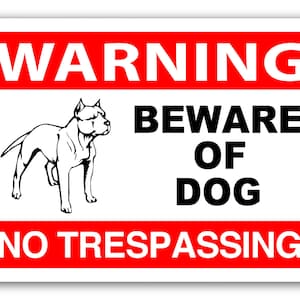 Warning Sign Attack Dog on Duty Sign Beware of dog Retail Store Business Sign 