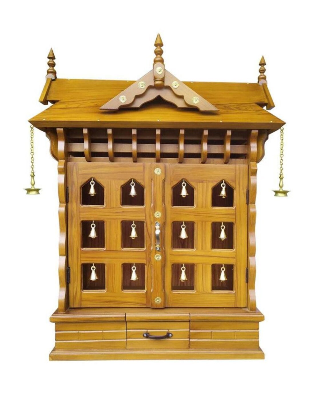 Kerala Style Pooja Mandir in Natural Wood Polish in Shesham Etsy