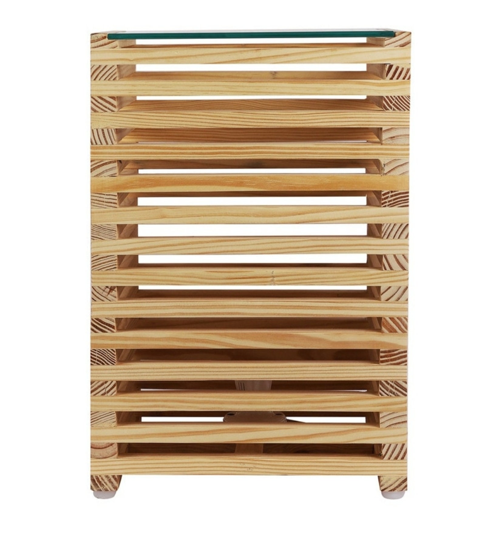 Natural Color Wooden Coffee Table / End Table With Glass Top & Etsy