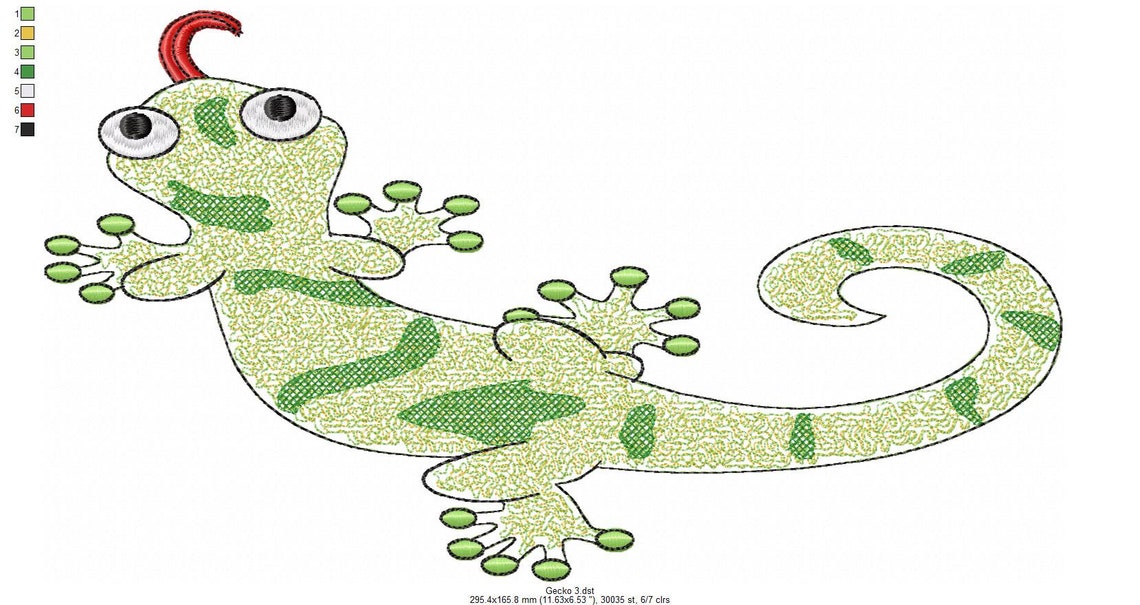 Machine embroidery designs gecko in 3 sizes etsy Machine embroidery designs gecko in 3 sizes etsy