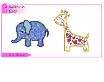 Disegni di ricamo macchina - Giraffa applique e Elephant applique