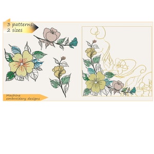 Machine embroidery designs - Hand Drawn flowers