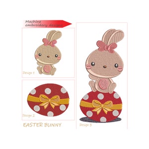 Easter Bunny sitting on Easter Egg- Machine Embroidery Design