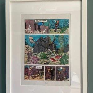 Framed Tintin Red Rackham&#39;s Treasure Print: Vintage Children&#39;s Wall Art
